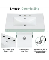 Streamdale Furniture 30" Green Bathroom Vanity with Sink, Multi-Functional Cabinet