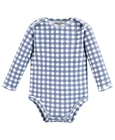 Touched by Nature Baby Boys Organic Cotton Long-Sleeve Bodysuits, Blue Peanut