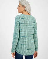 Style & Co Women's Waffle Space-Dye Sweater, Created for Macy's