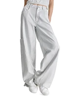 Dkny Jeans Women's High-Rise Wide-Leg Metallic Cargo Pants