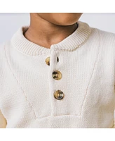 Hope & Henry Baby Boys Organic Long Sleeve Henley Pullover Sweater with Rib Details