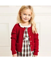 Hope & Henry Baby Girls Long Sleeve Classic Cable Cardigan Sweater