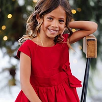 Hope & Henry Little Girls Cap Sleeve Party Dress with Bow Sash, Toddler|Child