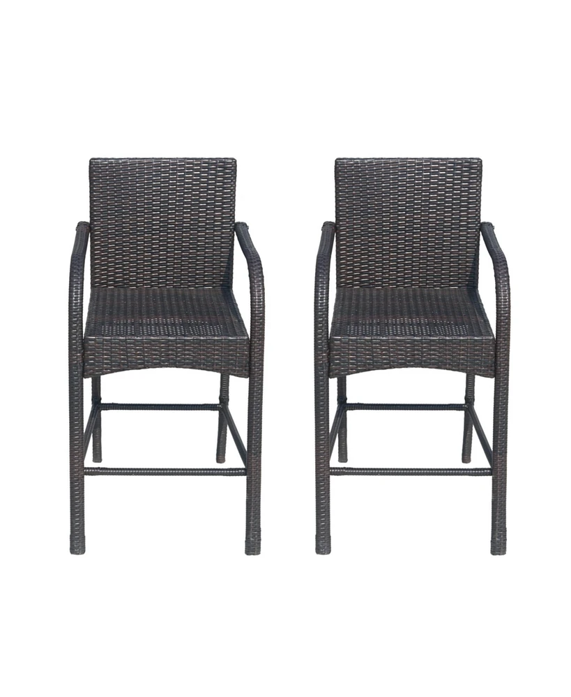 Simplie Fun Cascada Outdoor Wicker Barstools (Set Of 2)