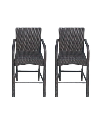 Simplie Fun Cascada Outdoor Wicker Barstools (Set Of 2)