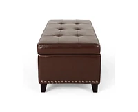 Streamdale Furniture Baltimore Contemporary Tufted Storage Ottoman With Nailhead Trim