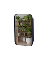 Recessed Black Metal Medicine Cabinet with Mirror and Shelves