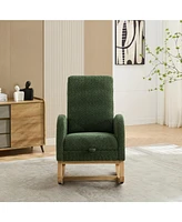 25.4" Rocking Chair with Retractable Footrest and Side Pocket