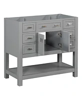 Simplie Fun 36'' Grey Bathroom Vanity Cabinet with Soft-Close Doors and Drawers