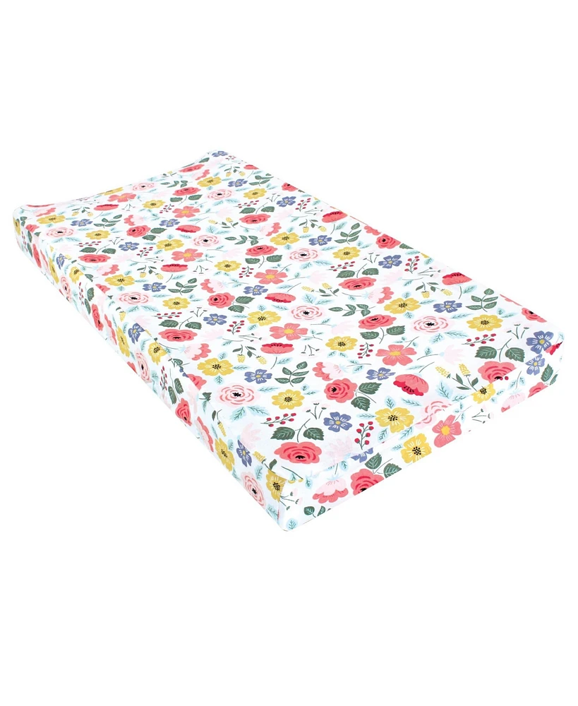 Hudson Baby Infant Girl Changing Pad Cover, Modern Botanical, One Size