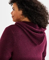 Style & Co Plus Solid Long-Sleeve Hoody Sweater, Created for Macy's