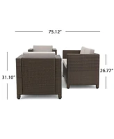 4-Piece Outdoor Sofa Set With Cushions And Coffee Table
