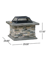 Streamdale Furniture 28" Square Fire Pit With Iron Shield