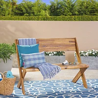 Sandblast Acacia Wood Bench With Reclining Backrest