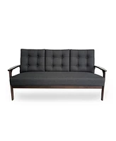 Athena Waffle Stitch Tufted Sofa With Rubberwood Legs