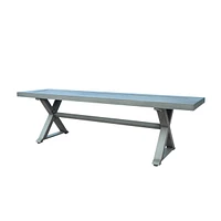 Modern Aluminum Outdoor Dining Bench, Dark Gray