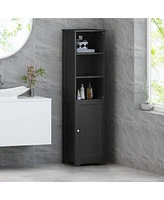 Modern Bathroom Linen Tower With Faux Wood Finish