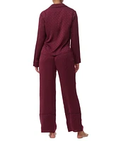 Tommy Hilfiger Women's 2-Pc. Satin Logo Notch Collar Pajamas Set