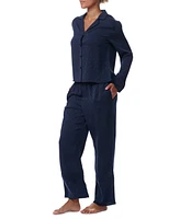Tommy Hilfiger Women's 2-Pc. Satin Logo Notch Collar Pajamas Set