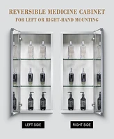 15x26" Medicine Cabinet with Mirror, Adjustable Shelves, Soft-Close Hinge, Invisible Handle, LeFT/Right Mount