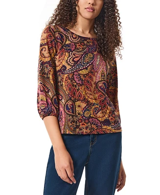 Jones New York Petite Paisley-Print 3/4-Sleeve Top