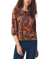 Jones New York Petite Paisley-Print 3/4-Sleeve Top