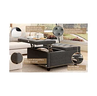 Oversized Storage Square Ottoman with Double Door Storage