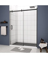 Streamdale Furniture Sliding Glass Shower Door, 5/16" Tempered Glass, Matted Black Finish