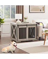 Streamdale Furniture Farmhouse Dog Crate with Flip-Top Opening and Sliding Barn Door