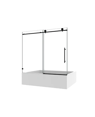 Streamdale Furniture Matte Black Frameless Shower Door with Adjustable Soft-Closing