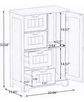 Streamdale Furniture White Freestanding Storage Cabinet with Adjustable Shelves, Drawers, and Door