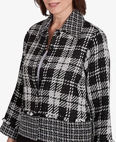 Alfred Dunner Women's Runway Ready Spliced Plaid Boucle Jacket