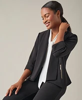 Kasper Women's Stretch Crepe Open-Front Long Sleeve Blazer