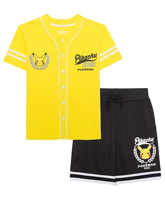 Pokemon Big Boys Baseball Graphic Tee Set