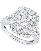 Forever Grown Diamonds Lab Diamond Halo Cluster Ring (2 ct. t.w.) Sterling Silver