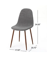 Modern Fabric & Metal Dining Chair With Wood Finish