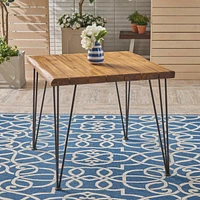 Zion Industrial Acacia Wood & Metal Dining Table