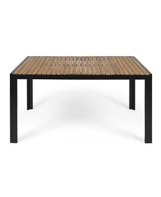 Simplie Fun Modern Acacia Wood & Iron Outdoor Dining Table