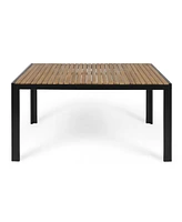 Simplie Fun Modern Acacia Wood & Iron Outdoor Dining Table