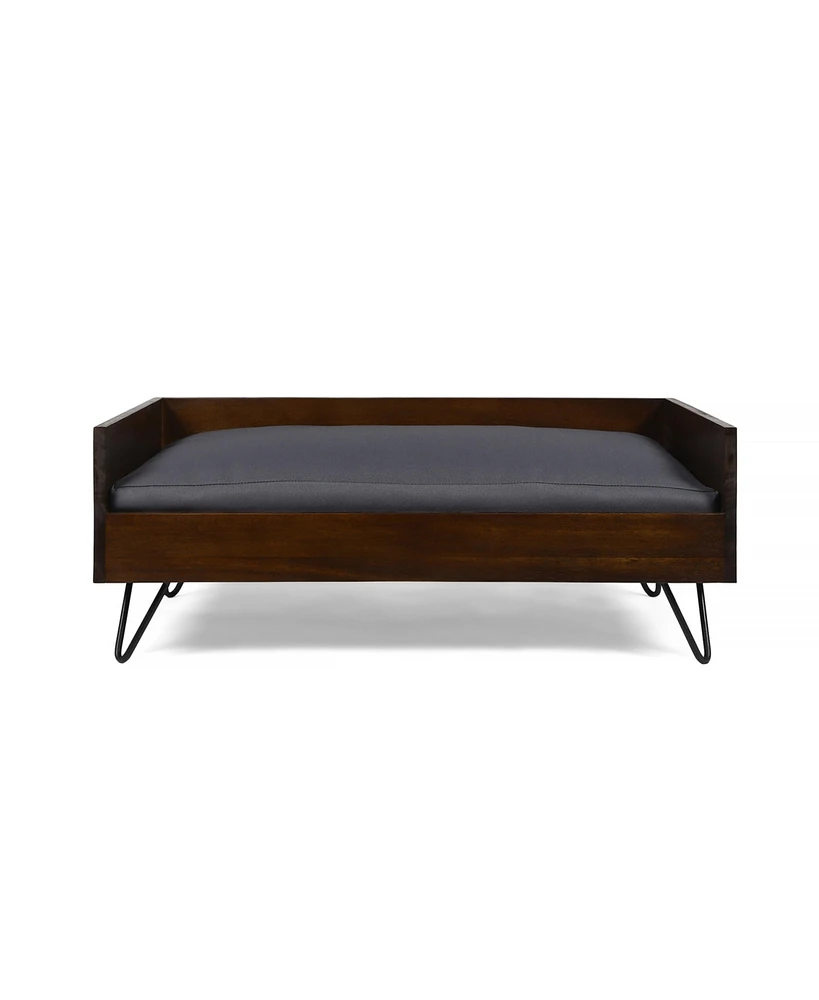 Streamdale Furniture Mid-Century Modern Pet Bed With Acacia Wood Frame And Hairpin Legs