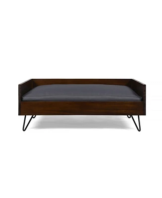 Simplie Fun Mid-Century Modern Pet Bed With Acacia Wood Frame And Hairpin Legs