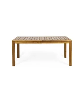 Simplie Fun Rustic Acacia Wood Slatted Dining Table