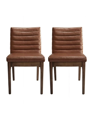 Simplie Fun Mid-Century Modern Dining Chair Set With Channel Stitching And Splayed Legs