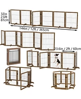 6-Panel Freestanding Dog Gate with Door