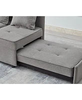 4-in-1 Convertible Sofa Bed with Sturdy Wood Frame