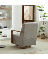 30.3"W Swivel Accent Chair with Solid Wood Arms & Comfy Cushion