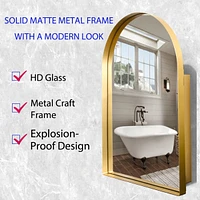 24x36" Recessed Gold Metal Medicine Cabinet with Mirror