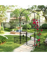 Streamdale Furniture Metal Garden Arch with Gate: 86.6"H x 79.5"W, Rust-Resistant, Easy Assembly