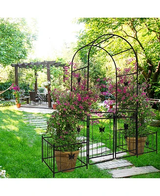 Streamdale Furniture Metal Garden Arch with Gate: 86.6"H x 79.5"W, Rust-Resistant, Easy Assembly