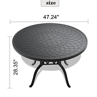 47" Cast Aluminum Patio Dining Table with Carved Texture